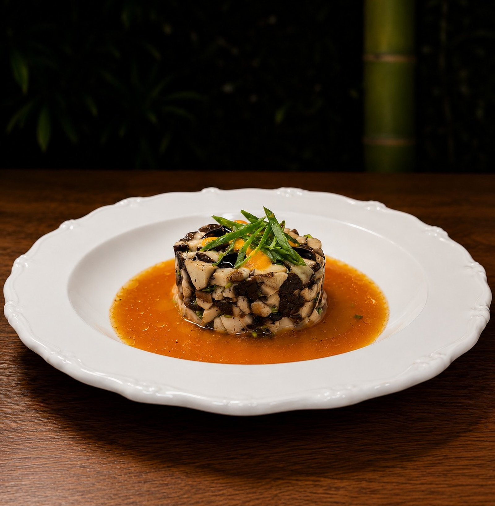 Tartar de Cogumelos ao caldo cítrico do chef — receita 04 do Volume Um